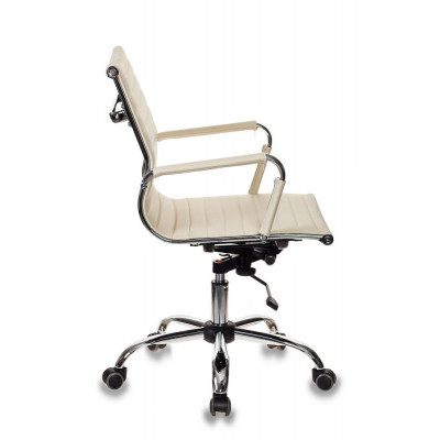 Кресло руководителя Бюрократ CH-883-LOW слоновая кость экокожа низк.спин. крестов. металл хром