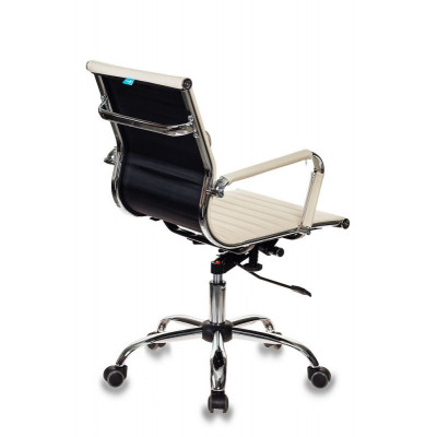 Кресло руководителя Бюрократ CH-883-LOW слоновая кость экокожа низк.спин. крестов. металл хром