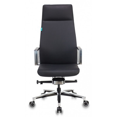 Кресло руководителя Бюрократ _JONS черный кожа крестов. алюминий