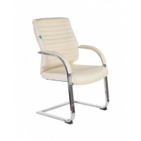 Кресло Бюрократ T-8010-LOW-V слоновая кость экокожа низк.спин. полозья металл хром