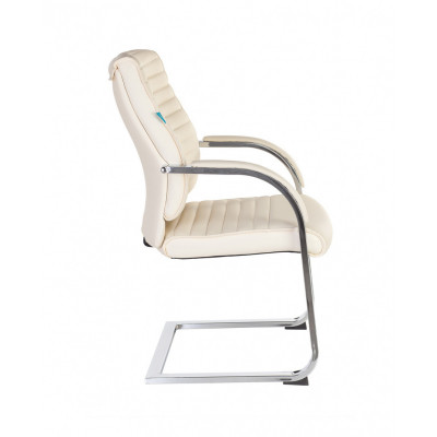 Кресло Бюрократ T-8010-LOW-V слоновая кость экокожа низк.спин. полозья металл хром