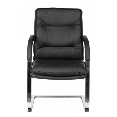 Кресло Бюрократ T-9927SL-LOW-V черный кожа низк.спин. полозья металл хром