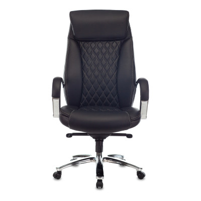 Кресло руководителя Бюрократ T-9924SL черный кожа крестов. металл хром