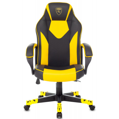 Кресло игровое Zombie GAME 17 черный/желтый ткань/эко.кожа крестов. пластик