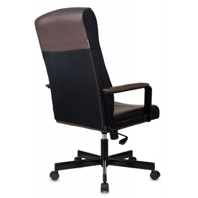 Кресло руководителя Бюрократ DOMINUS коричневый/черный экокожа крестов. металл