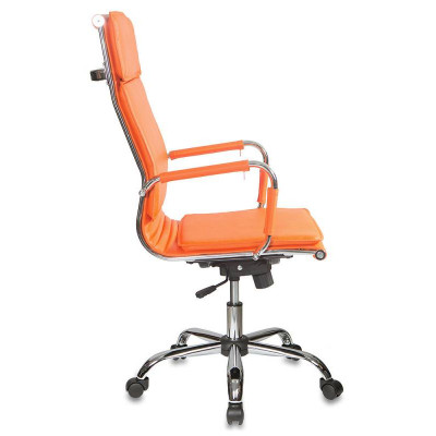 Кресло руководителя Бюрократ CH-993 оранжевый экокожа крестов. металл хром