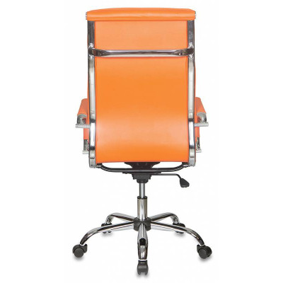 Кресло руководителя Бюрократ CH-993 оранжевый экокожа крестов. металл хром