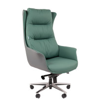 Офисное кресло CHAIRMAN 523 Экокожа зеленый / экокожа серый
