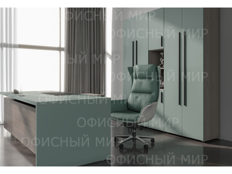 VELION Дуб Сильвер/ Нефрит + CHAIRMAN 523 Зелёный/ Серый