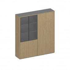 Шкаф для документов высокий 4-дверный (для одежды с дополнением+высокий комбинированный) ИН 359 ГР дуб грейдж