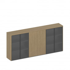 Шкаф для документов средний комбинированный 6-дверный (со стеклом+закрытый+со стеклом) ИН 305 ГР дуб грейдж