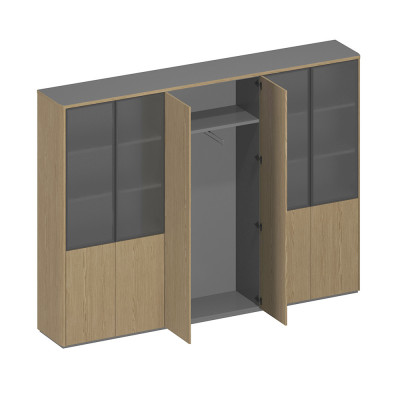 Шкаф для документов высокий 6-дверный (высокий комбинированный+для одежды+высокий комбинированный)