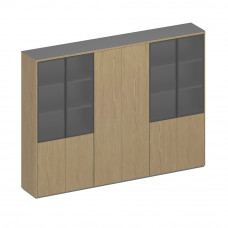 Шкаф для документов высокий 6-дверный (высокий комбинированный+для одежды+высокий комбинированный) ИН 374 ГР дуб грейдж