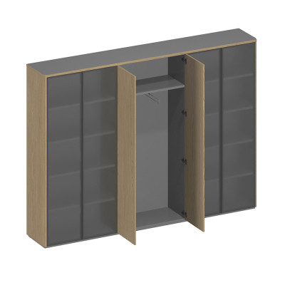 Шкаф для документов высокий 6-дверный (высокий со стеклом+для одежды+высокий со стеклом)