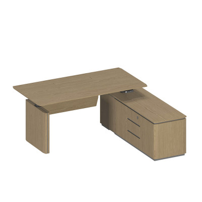 Стол руководителя на электроприводе на опорной тумбе правый