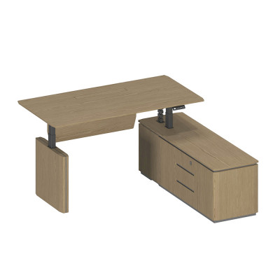 Стол руководителя на электроприводе на опорной тумбе правый