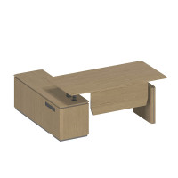 Стол руководителя на электроприводе на опорной тумбе правый ИН 137 ГР дуб грейдж