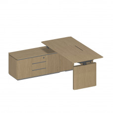 Стол руководителя на электроприводе на опорной тумбе левый ИН 136 ГР дуб грейдж