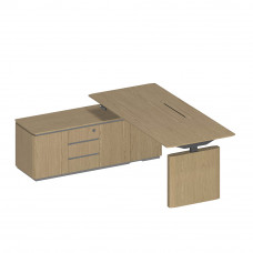 Стол руководителя на электроприводе на опорной тумбе левый, без экрана ИН 132 ГР дуб грейдж