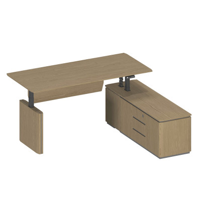 Стол руководителя на электроприводе на опорной тумбе правый