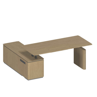 Стол руководителя на электроприводе на опорной тумбе правый, без экрана