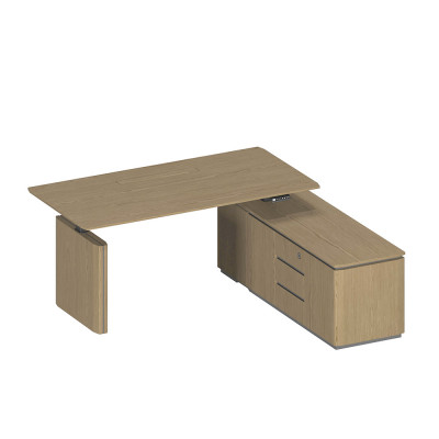 Стол руководителя на электроприводе на опорной тумбе правый, без экрана