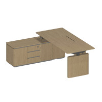 Стол руководителя на электроприводе на опорной тумбе левый ИН 138 ГР дуб грейдж