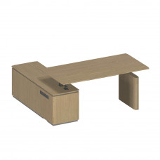 Стол руководителя на электроприводе на опорной тумбе правый, без экрана ИН 133 ГР дуб грейдж