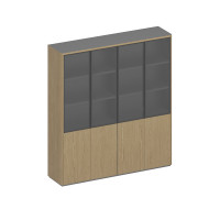 Шкаф для документов высокий комбинированный (стенка из 2 шкафов) ИН 360 ГР дуб грейдж