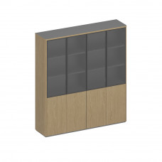 Шкаф для документов высокий комбинированный (стенка из 2 шкафов) ИН 360 ГР дуб грейдж