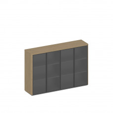 Шкаф для документов средний со стеклом 4-дверный ИН 323 ГР дуб грейдж