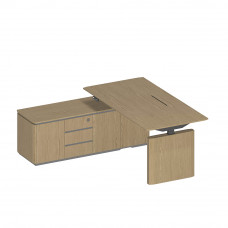 Стол руководителя на электроприводе на опорной тумбе левый, без экрана ИН 134 ГР дуб грейдж