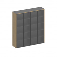 Шкаф для документов высокий со стеклом (стенка из 2 шкафов) ИН 360-1 ГР дуб грейдж