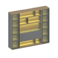 Шкаф комбинированный с подсветкой ИН 333 ГР дуб грейдж