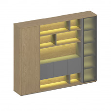 Шкаф комбинированный левый с подсветкой ИН 332 ГР дуб грейдж