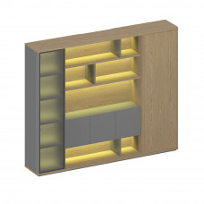 Шкаф комбинированный правый с подсветкой ИН 331 ГР дуб грейдж