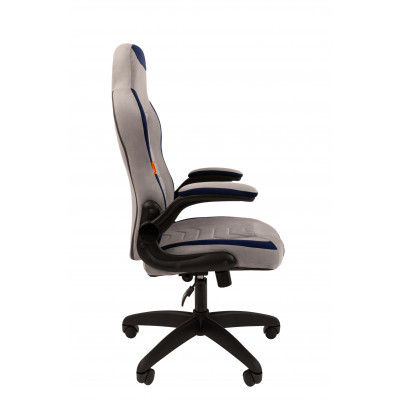 Кресло Chairman game 50 Россия серый/синий велюр Т53/Т82 пластик черный