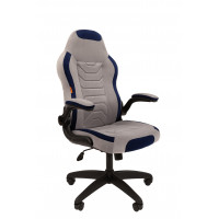 Кресло Chairman game 50 Россия серый/синий велюр Т53/Т82 пластик черный