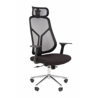 Офисное кресло Chairman CH588 с подголовником черный пластик, черный