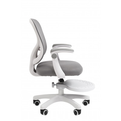 Кресло детское компьютерное CHAIRMAN CH106 серый, с подножкой