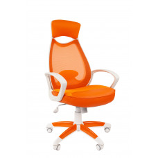 Офисное кресло Chairman 840 Россия белый пластик TW16TW-66 оранжевый, крестовина Гейм