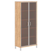 Шкаф высокий со стеклянными дверьми в AL-рамке B 430.8 Дуб Бофорд