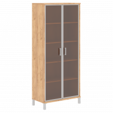 Шкаф высокий со стеклянными дверьми в AL-рамке B 430.8 Дуб Бофорд