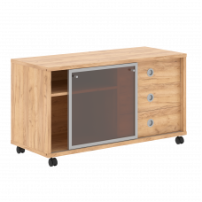 Тумба мобильная со слайд-дверью стеклянной в AL-раме B 202.2 Дуб Бофорд