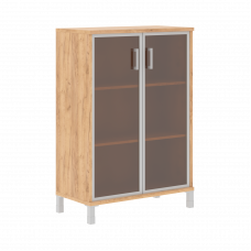 Шкаф средний со стеклянными дверьми в AL-рамке B 420.7 Дуб Бофорд