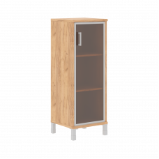 Шкаф-колонка средняя со стеклянной дверью в AL-рамке B 421.7R Дуб Бофорд