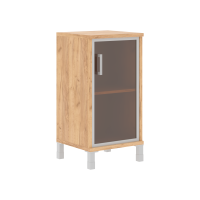 Шкаф-колонка низкая со стеклянной дверью в AL-рамке B 411.4R Дуб Бофорд