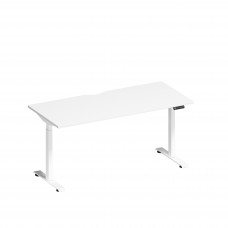 Стол письменный на электроприводе с вырезом А2 БГ 004.2 БП белый премиум / белый гладкий