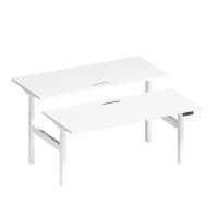 Рабочая станция на электроприводе с заглушками А2 БГ 104 БП белый премиум / белый гладкий