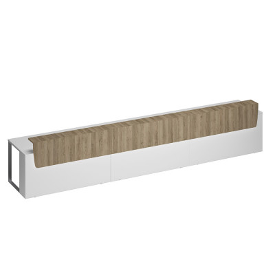 Стол президиум СП 128 БП ДС ХР белый премиум (основание)/ дуб гладстоун светлый (надстройка)